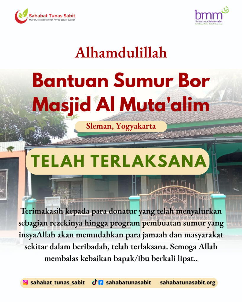 Pembuatan Sumur Bor Masjid Al Muta’alim – Sleman, Yogyakarta